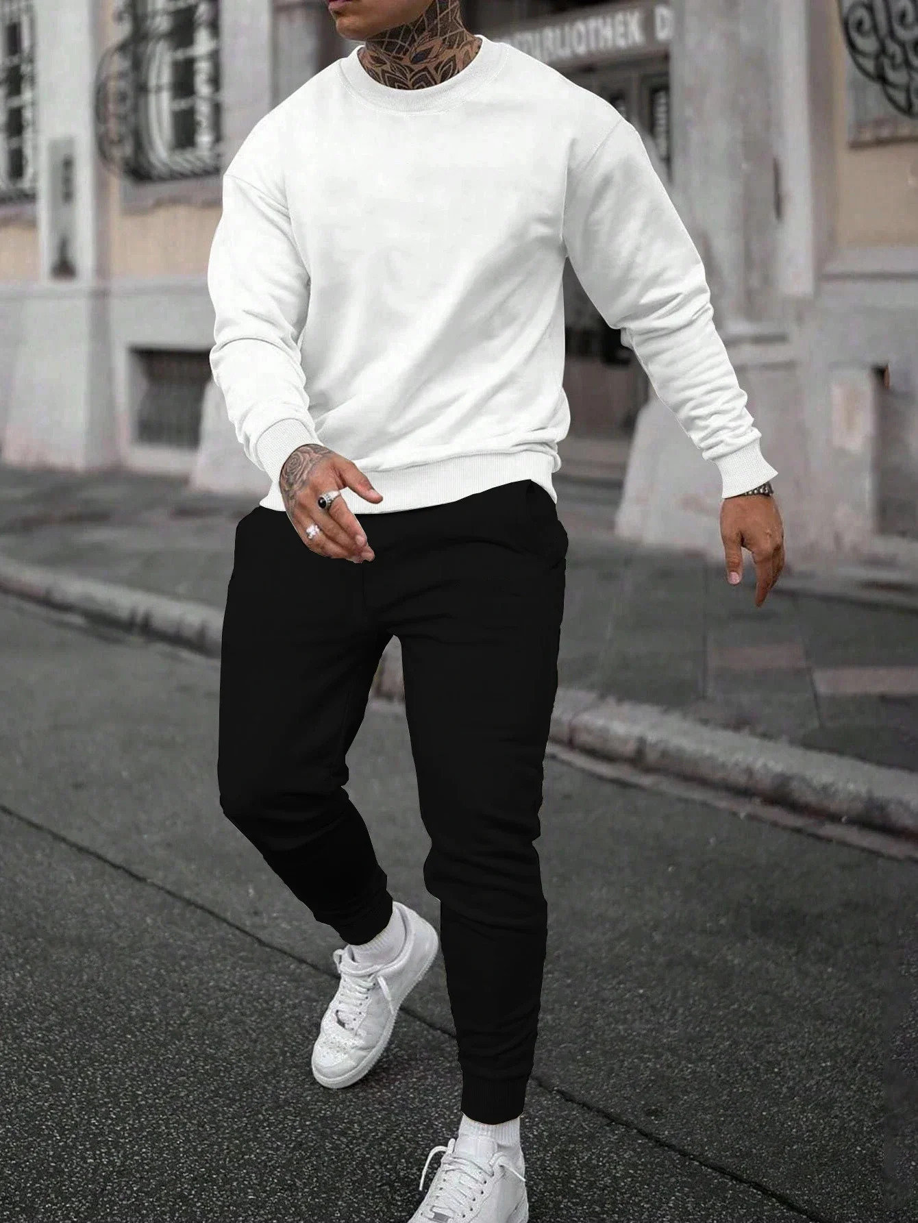 in Mens Tracksuit Single Piece O Neck Sweatshirt Pants Casual Office Hoodies Jogging Streetwear Autumn Winter Man Clothing 251016