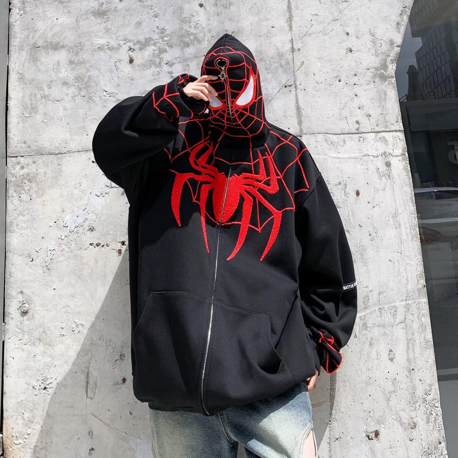 2025 Autumn New Hip Hop Spider Man Sportswear Couple Fashion American Designer Niche Hoodie Fashion Hot Selling Open Top