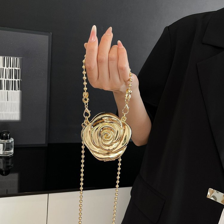 Luxury Brand Designer Bag New Trendy 2025 Fashion Camellia Metal Handbag Evening Bag Coin Purse Lipstick Crossbody Box Bag