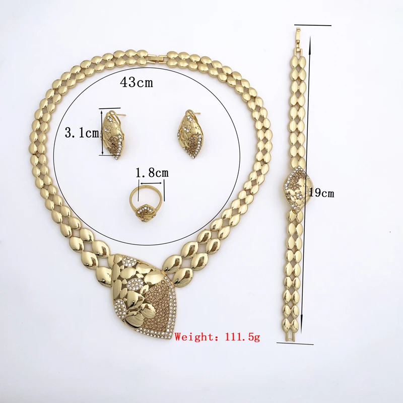 Quality Women Jewelry Sets Dubai Trending Gold Color Necklace Earrings Ring Bracelet Wedding Party Gift 251016