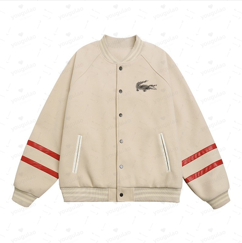 Autumn and Winter New Top Coat Leather Baseball Jacket Mens Genuine Leather Fashion Leather Jacket Heavy Industry Embroidery White Short Coat ins 240813