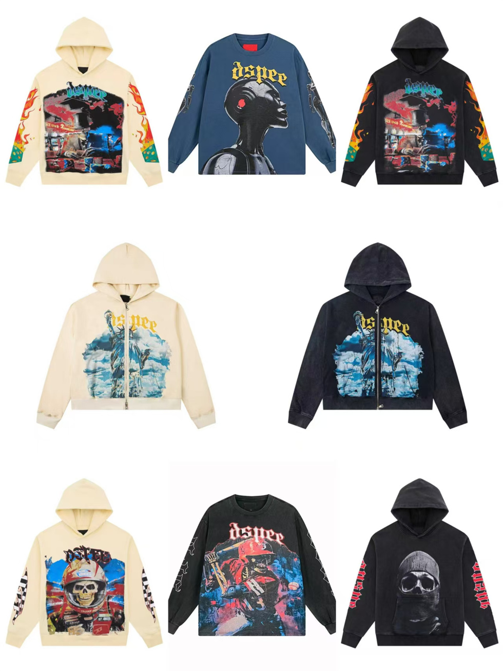 mens hoodies for men hoodies designers skull graffiti designer hoodie autumn and winter high-quality clothing street new trend pure cotton vintage washed men hoodie