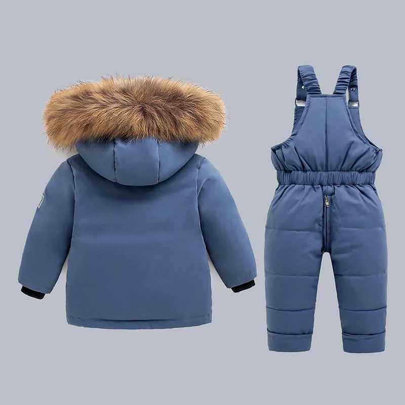Winter Warm Down Jackets Boys Thicken Jumpsuit parka Overalls Baby toddler Girl Clothes Kids Snowsuit Children Clothing Set 2pcs 251017