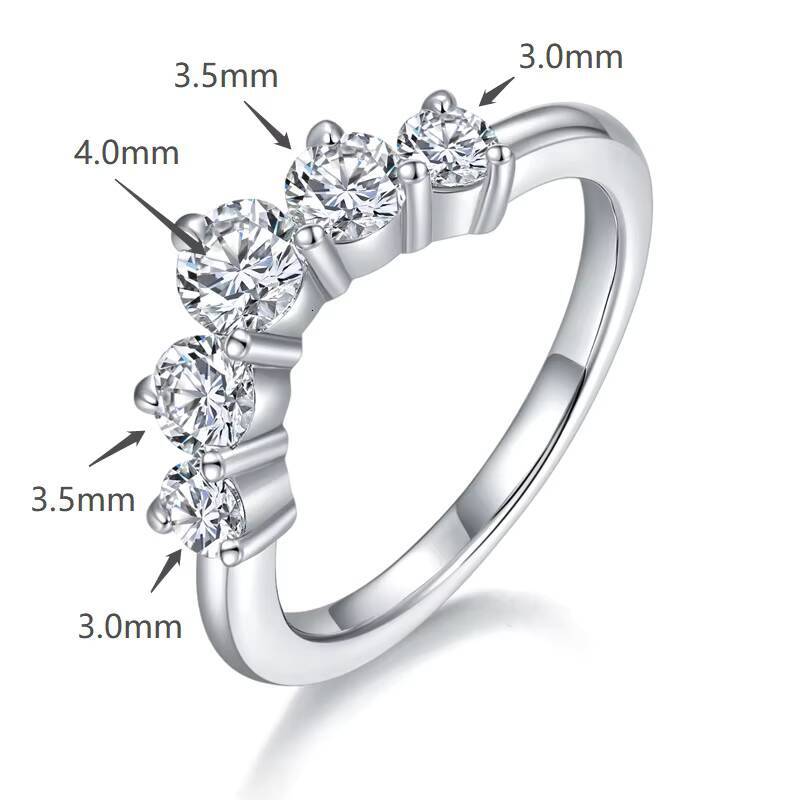 Fashion Jewelry Stack Round Moissanite Silver 925 Rings Jewelry Layered Rings for Women