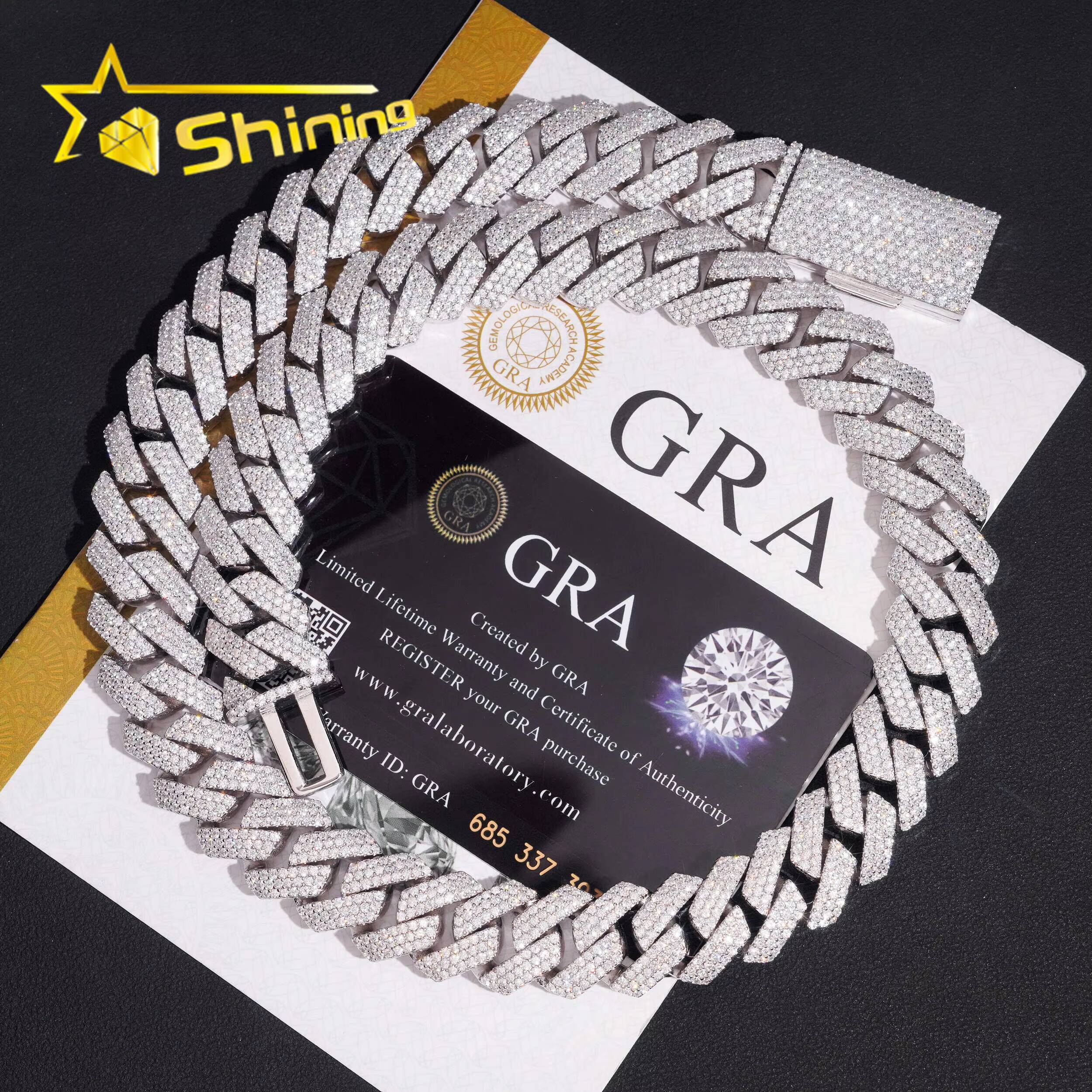 PROMOTION 16mm Moissanite Chain Cuban Links Pass Diamond Tester 925 Silver Cuban Link Chain Necklace White Gold Plated