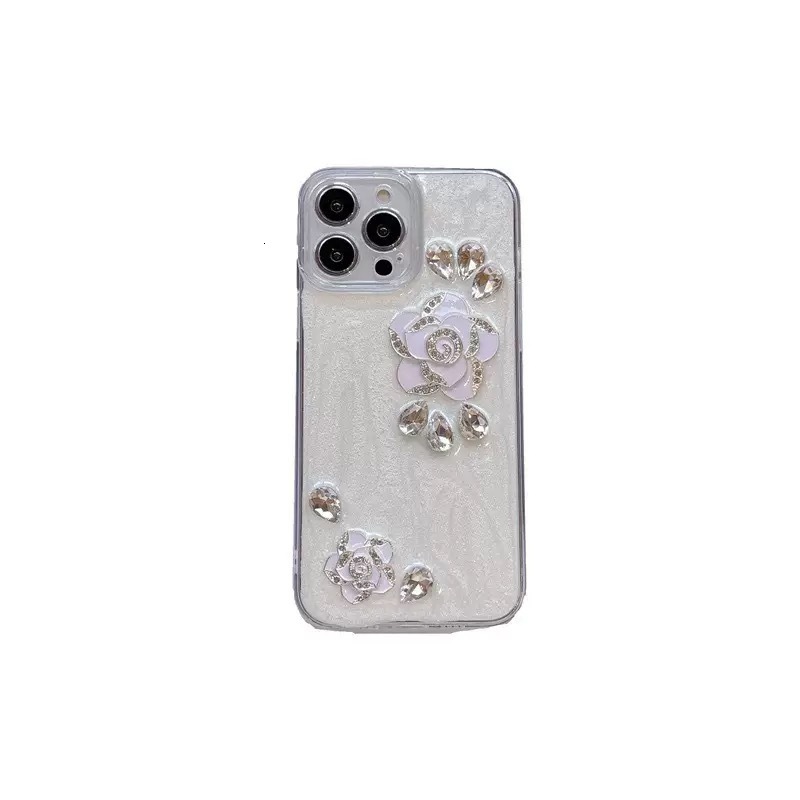 iPhone 17 Pro Max Rhinestone Case, Cute 3D Glitter Sparkle Bling Luxury Shiny Crystal Diamond Camellia Protective Case