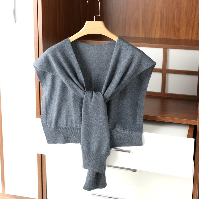 Ladies Knitted Sleeveless Solid Color Tie front Versatile shawl AirConditioned Room Neck Protector Scarf Shirt With A Vest 251016