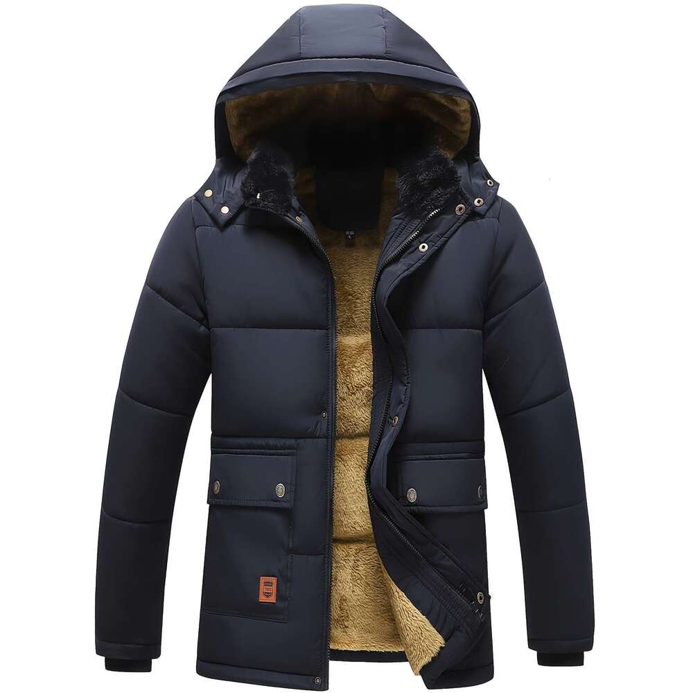 Clothing Detachable Hat Padded Coat Men's Winter Warmth In The Whole Body Plus Veet -Padded Jacket Clothing.