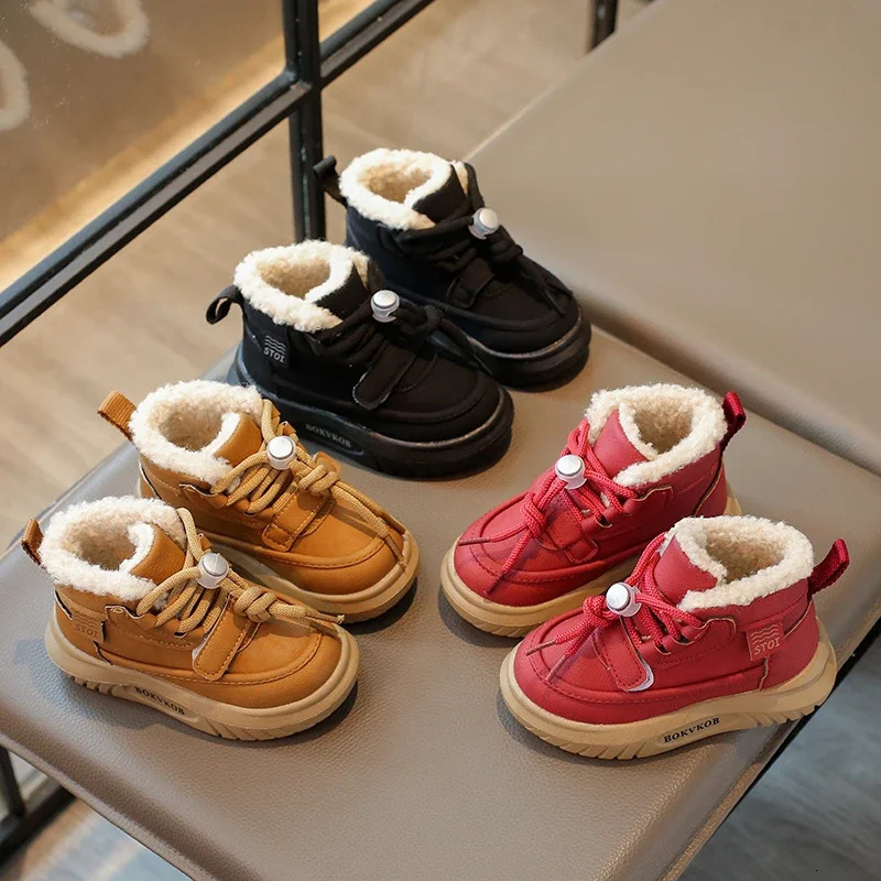 Children Casual Shoes for Girls Boys Winter Fashion Korean Style Soft Bottom Antislippery Versatile Plush Warm Boots 251017
