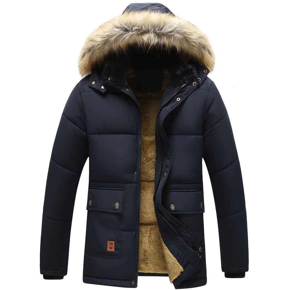 Clothing Detachable Hat Padded Coat Men's Winter Warmth In The Whole Body Plus Veet -Padded Jacket Clothing.
