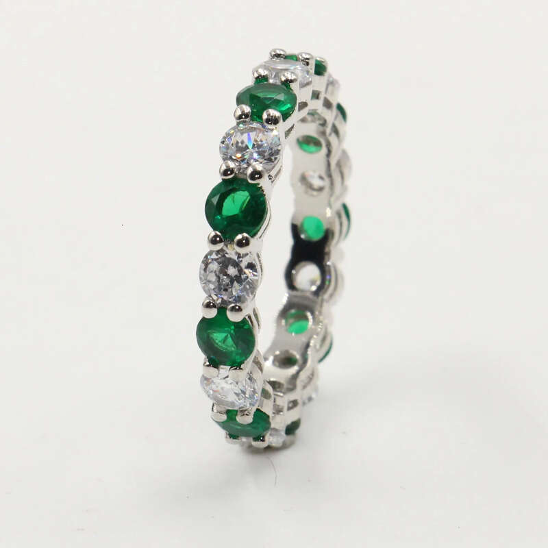 Size 5-10 Drop Shipping High Quality Jewelry Sterling Sier Emerald Gemstones CZ Dia Lucky Wedding Engagement Band Ring Set