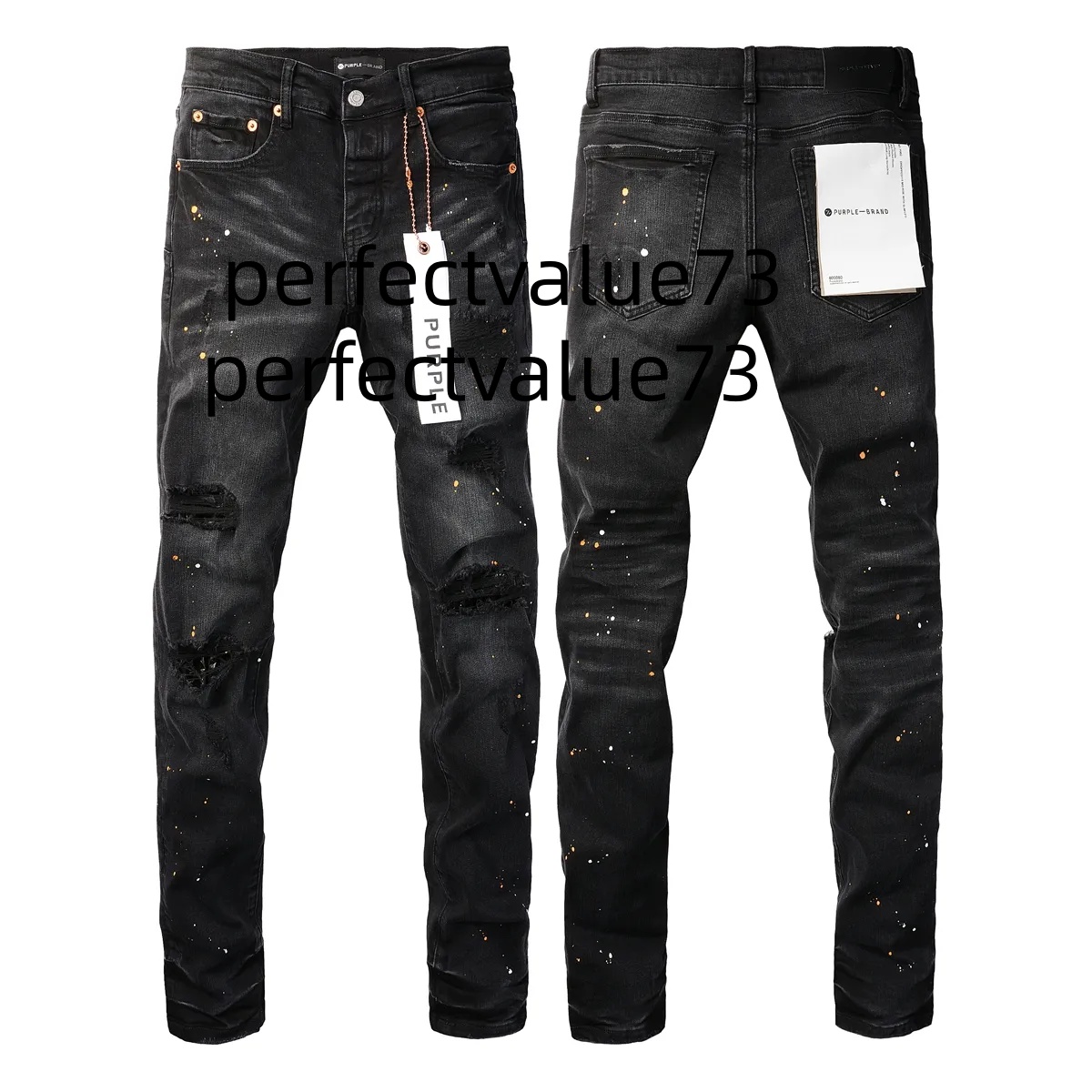 Mens Trousers Purples Jeans Denim Designer Jeans Men Black Pants High-End Quality Straight Retro Ripped Biker Jean Slim Fit Motorcycle Clothing 8C0
