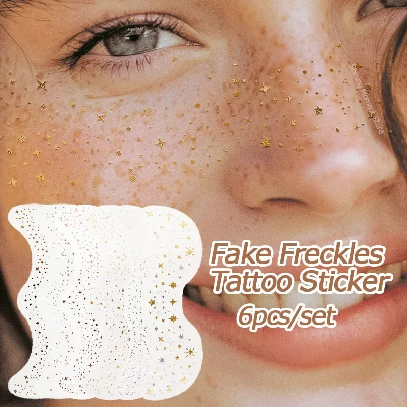6pcsset Face Fake Freckles Tattoo Sticker Freckle Makeup Patch Waterproof Onetime Tattoo Stickers Lasting Face Natural Freckle 251015