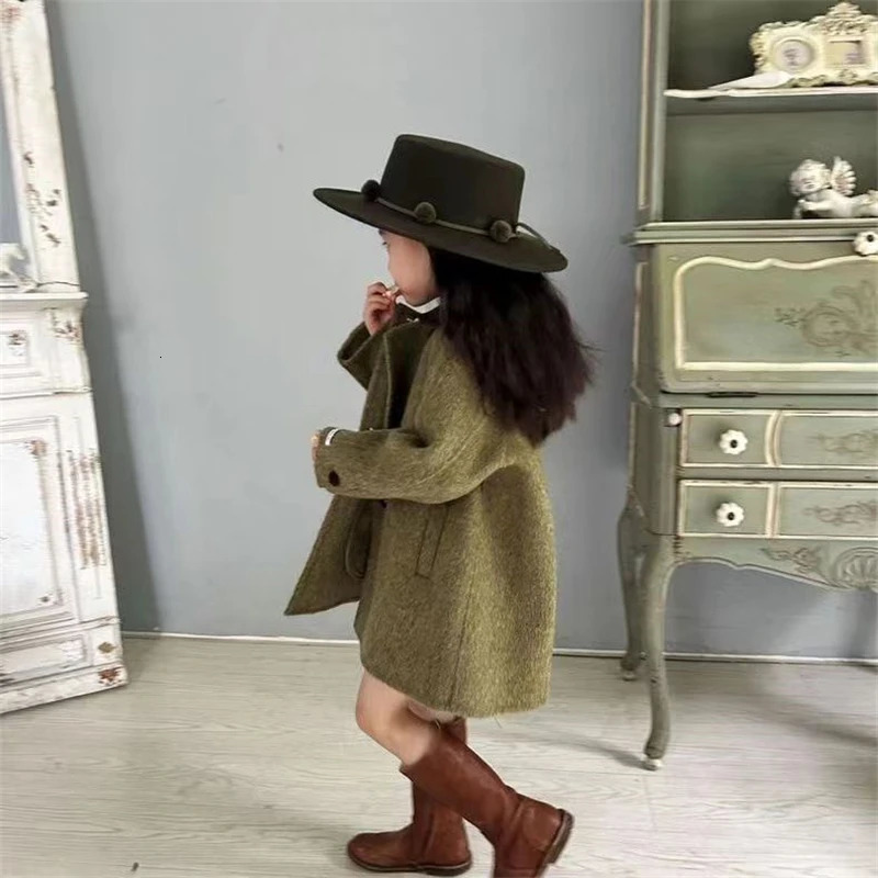 Girls Woolen Coat Jacket Windbreak In Stock Warm Thicken Winter CottonOvercoat Plus Size Childrens Clothing 251015
