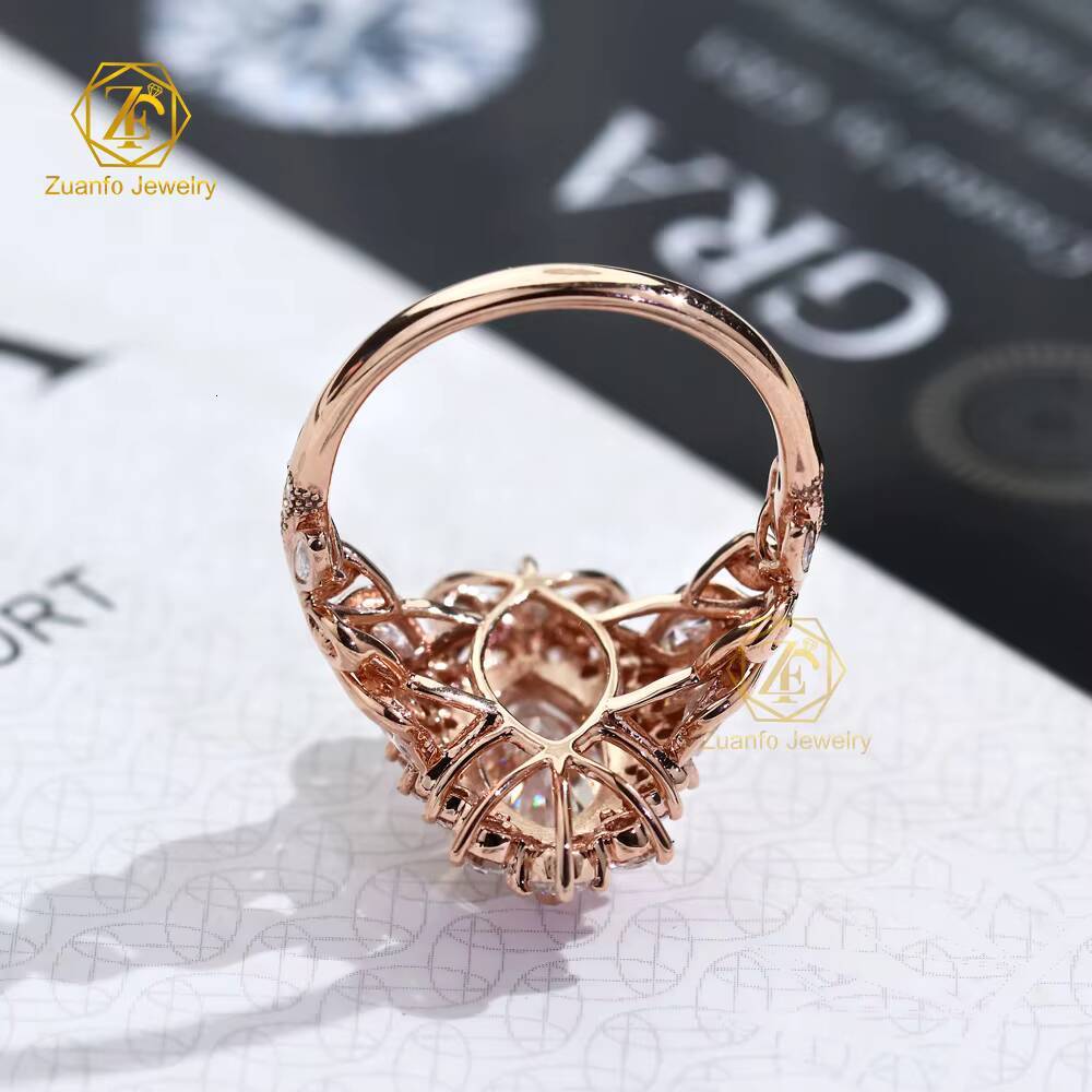 Custom Luxury 10K Solid Rose Gold 6x12mm 2CT Marquise Cut D VVS1 Color Moissanite Diamond Engagement Ring for Women