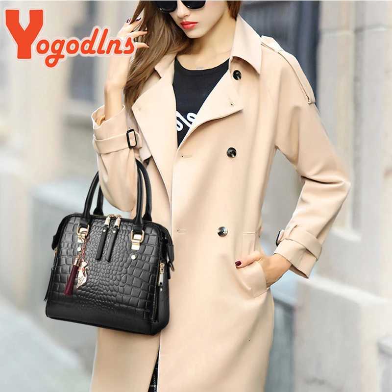 Yogodlns Luxury Crocodile Pattern Handbag Women Winter New PU Leather Tassel Shoulder Bag Brands Design Handle Bag Lady Purse Z251018