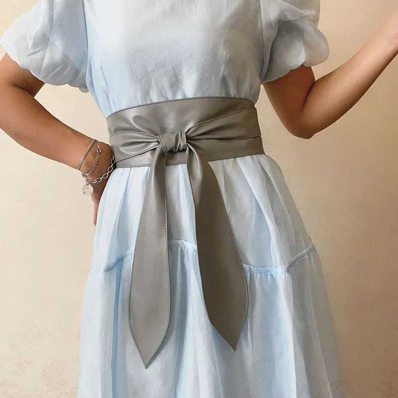 10x230cm Black Bowknot Belt Lace Up Tied Knot Corset PU Wide Belts Waistband Elegant Dress Coat Girdle For Women W251018