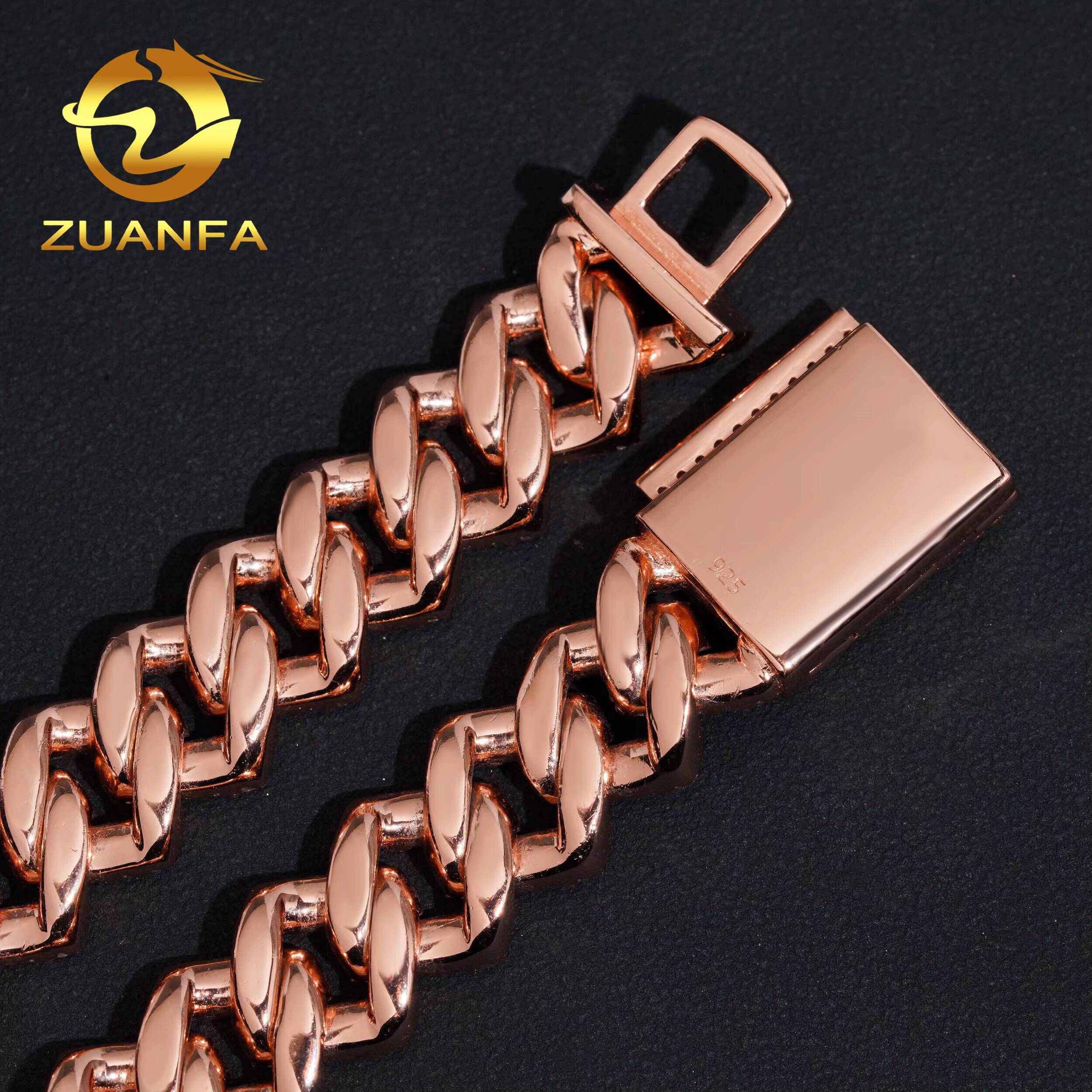 925 Silver Hip Hop Jewelry 15mm Moissanite Cuban Link Chain Iced Out Cuban Bracelet Chain Pass Diamond Tester