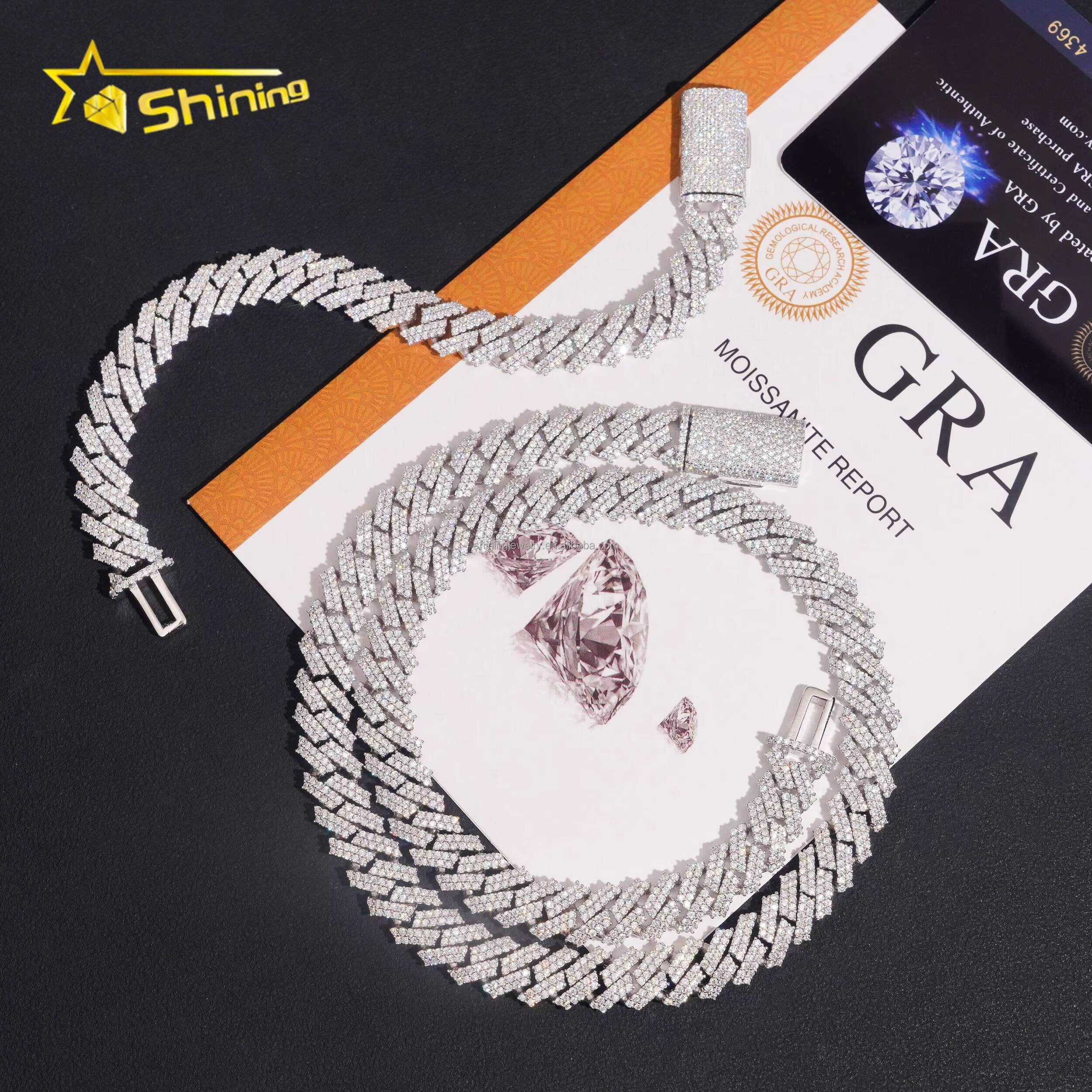 10mm Two Rows Stone Square Shape New Arrivals GRA Certificate S925 Iced Out FL Moissanite Miami Cuban Link Chain Bracelet
