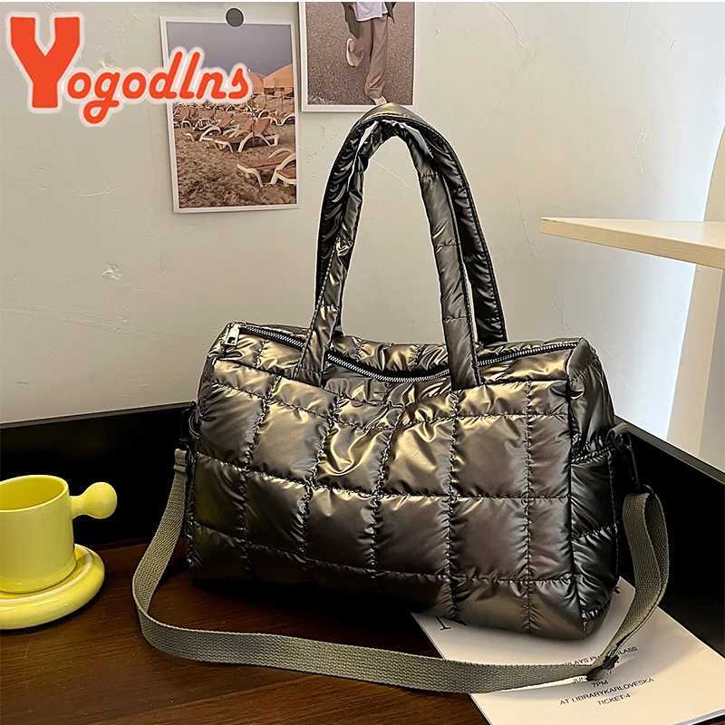 Yogodlns Luxury Space Padded Cotton Handbag Big Capacity Shoulder Bag Waterproof Nylon Bag Travel Down Crossbody Bag Purse Bolsa Z251018