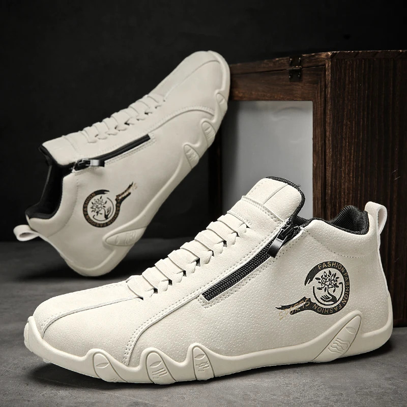 Mens Casual Shoes Side Zipper Short Boots Versatile Flat Bottom Trendy Fashionable Mens Shoes Suitable for Outdoor Sports 251014