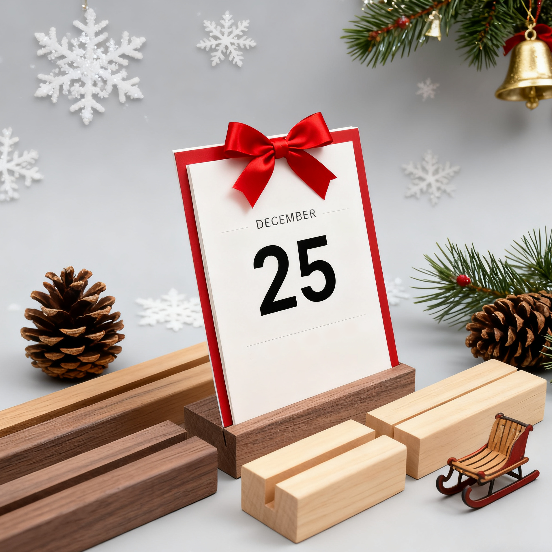 10cm Beech Wood Base Calendar Stand Postcard/Photo/Note Decoration For Family Gatherings Christmas Indoor Decoration Retail Reception Area Decoration 