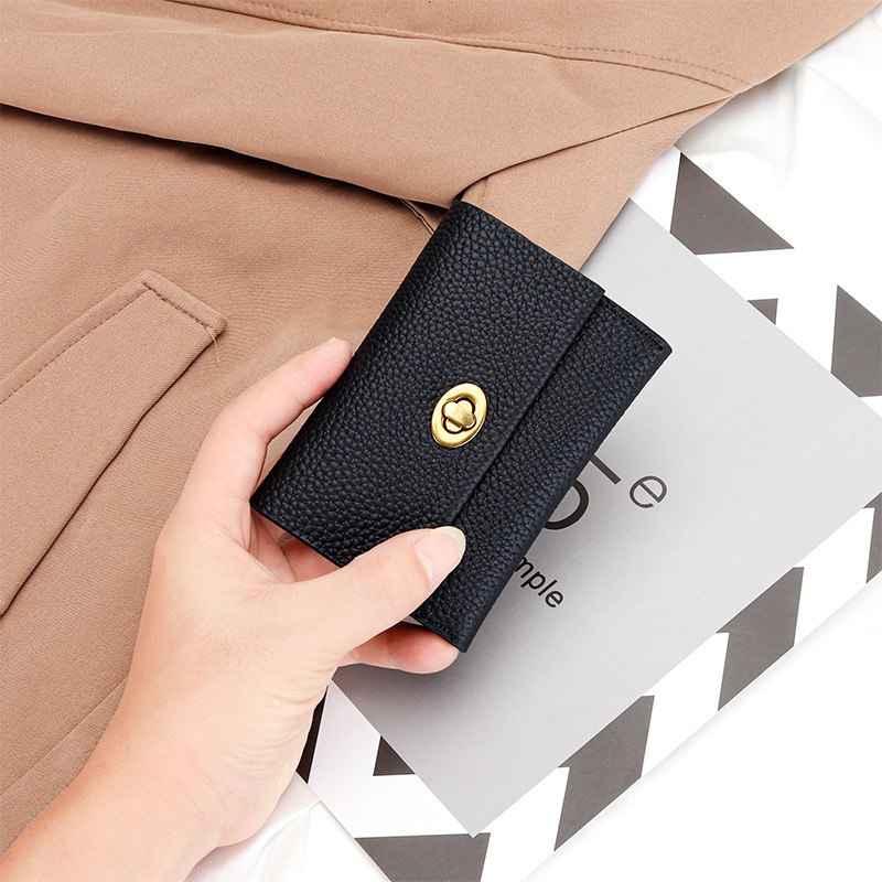 Luxury Brand Designer Bag Full Leather Small Card Holder Women's Short First Layer Cowhide Business Card Holder Multifunctional Niche Design Fash