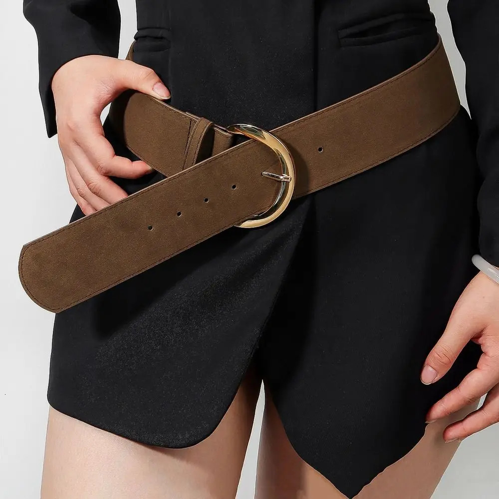 Fashion Suede Women Wide Belt Rivet Jeans Girdle Leather Waistband Metal Buckle Western Cowboy Belt Girl 251016