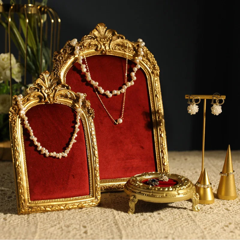 Retro Picture Frame Shape Jewelry Display Stand Earrings Necklace Organizer Rack Jewelry Counter Showcase Props 251016