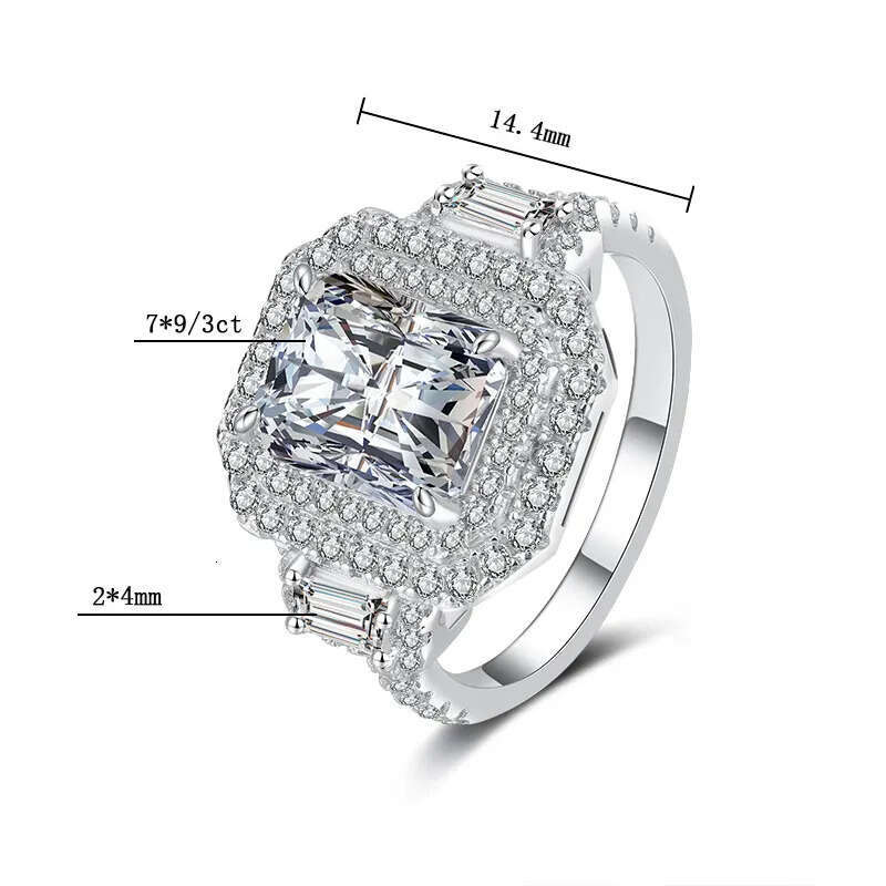 pass dia tester 3CT VVS1 D color moissanite rings designer for women sterling sier love girl wedding engagement ring jewelry woman gift with box