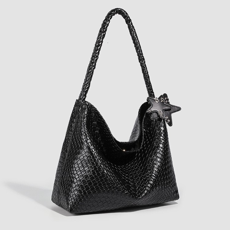 Luxury Brand Designer Bag 2025 New Summer Commuting Travel Tote Bag Imitation Woven Large Capacity Champagne Color Tote Bag Fashion Single Shoulder Ba