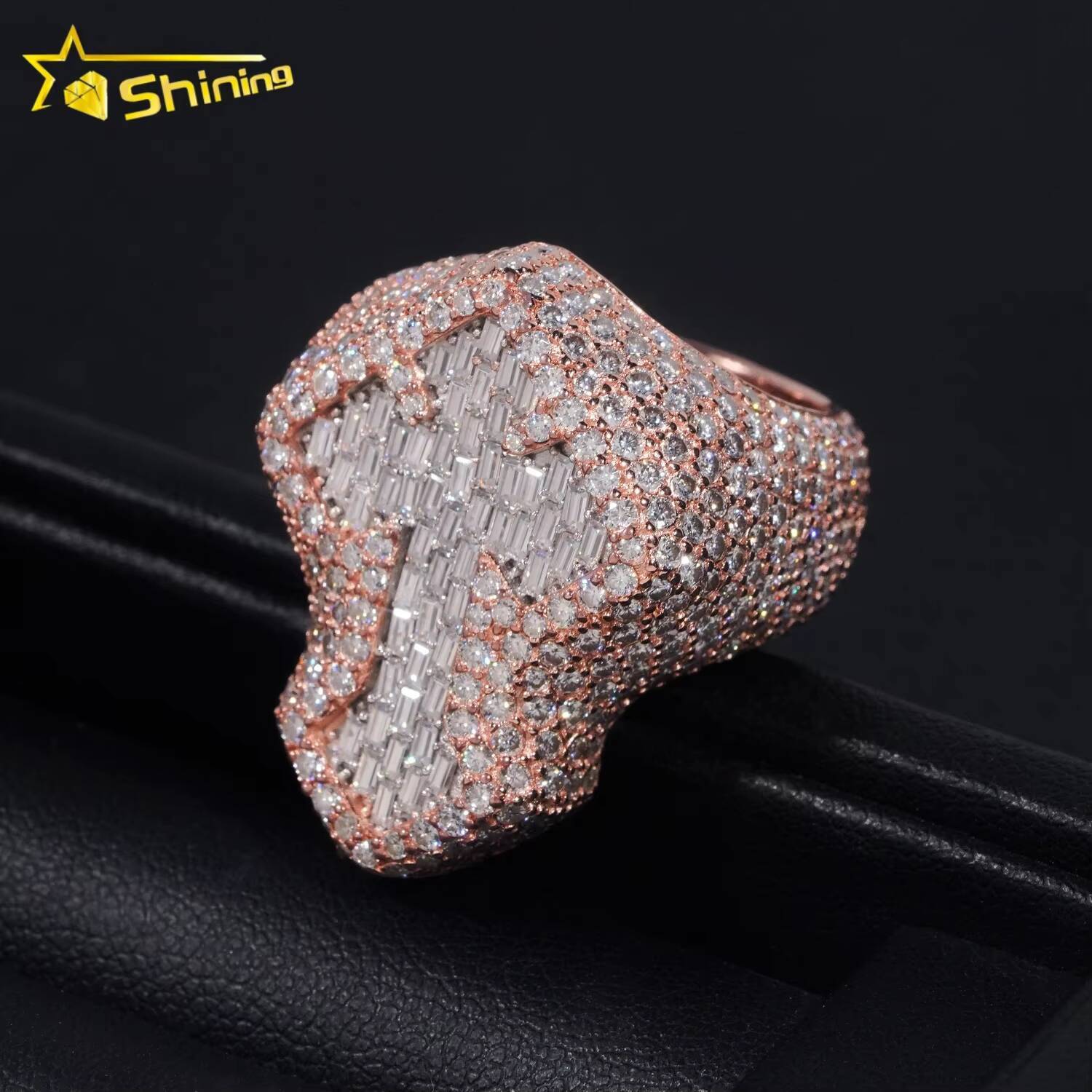 Hip Hop Style Hot Sale VVS Moissanite Men Diamond Cross Rings 925 Silver Ice Out Ring