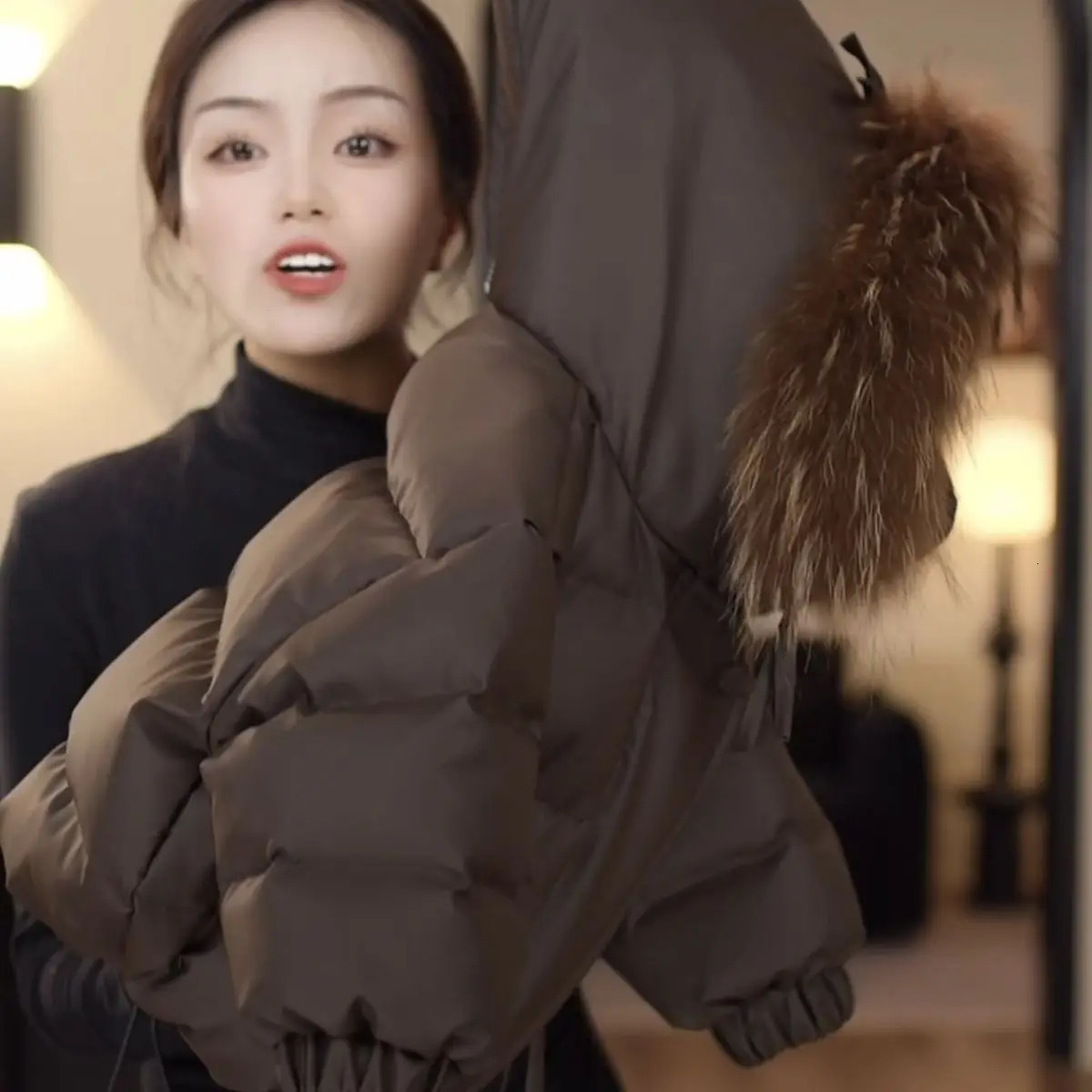 10CM Childrens Down Jacket Autumn and Winter Korean Edition Boys and Girls Fur Collar PU Leather Thick Warm Coat 251017