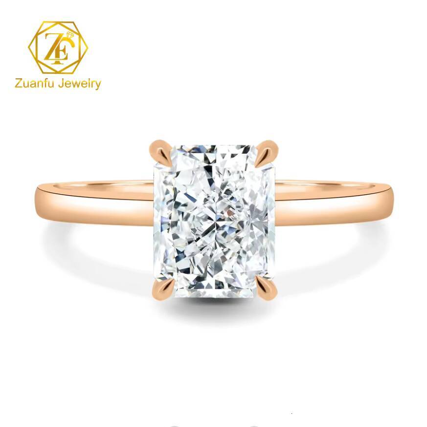 Radiant Cut Moissanite Ring 14k Solid Gold Jewelry 2Carats VVS Moissanite Diamond Luxury Women Wedding Rings