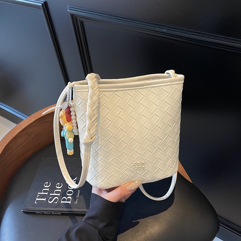Luxury Brand Designer Bag 2025 Summer New High-Quality Woven Bucket Bag For Women, Casual Simple Versatile Shoulder Crossbody Bag