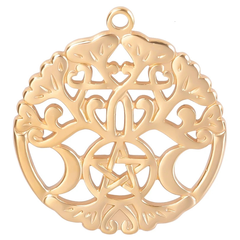 5pcsLot Different Syle Moon Charms For Jewelry Making Supplies 18k Real Gold Plated Stainless Steel Charm In Bulk Women Pendant 251008