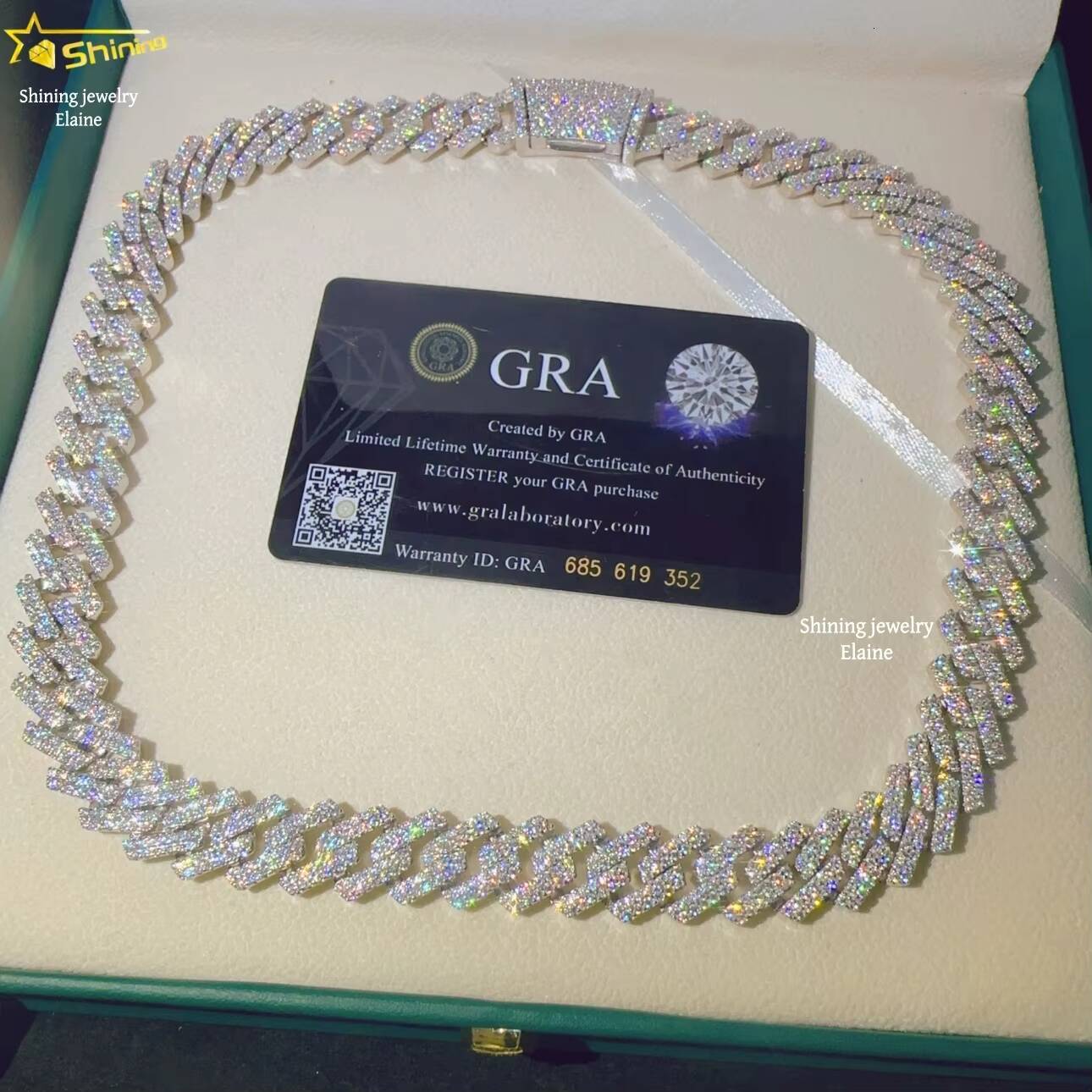 135mm D Color VVS Moissanite Iced Out Hip Hop 925 Sterling Silver Fine Jewelry Diamond Miami Cuban Link Chain Necklace
