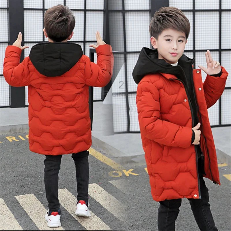 Boys Winter Thick Coat Teen Parka Children Plus Velvet Warm Jackets Fashion Hooded Outwear Kids Clothes 614Y 251017