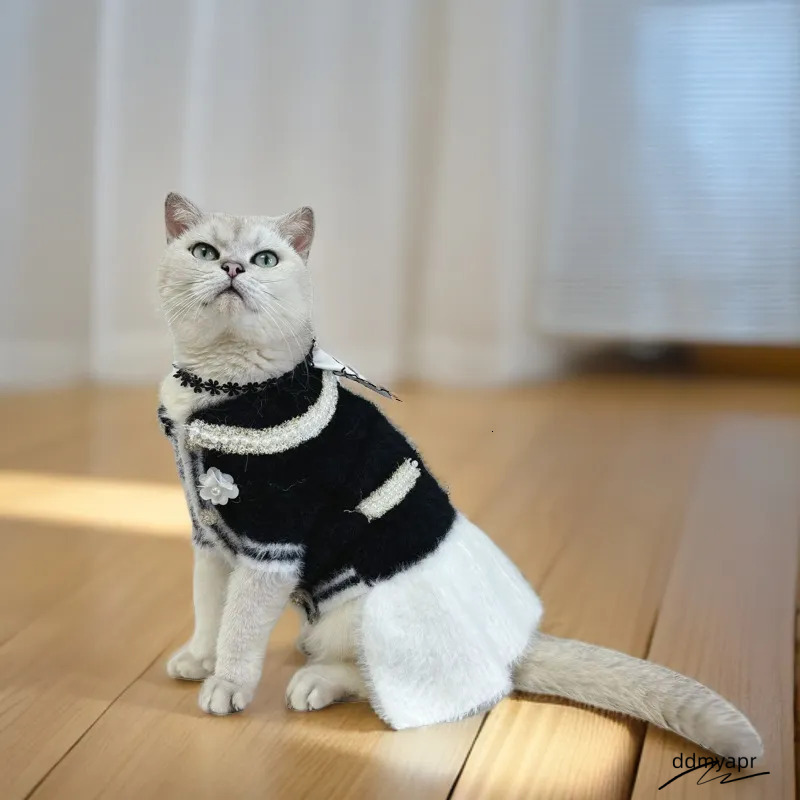 Sweater Dress With Bowtie, Mink Fur Fabric Dog Turtleneck Pullover Knitwear Puppy Girls Cold Weather Sweater, Suitable For Small ddmyApr Dogs Puppies 