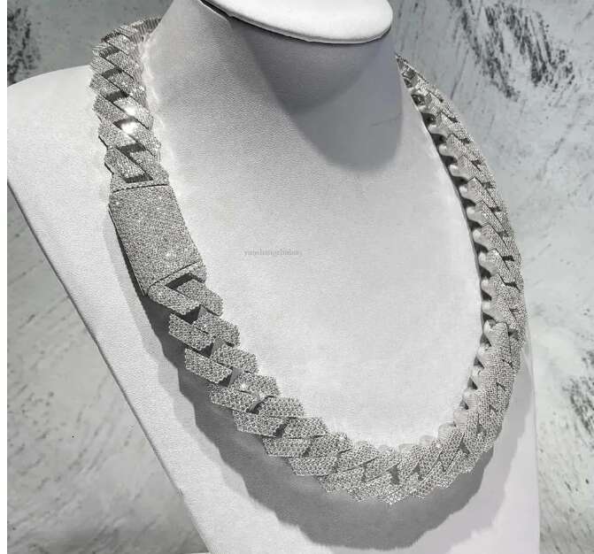 dia gold necklace 20mm Width 3 Row hop hip jewelry iced Out moissanite dias cuban link chain necklaces designer bracelet Free Shipping