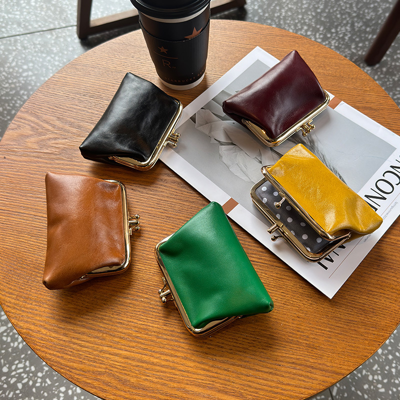 Luxury Brand Designer Bag Top Layer Cowhide Coin Purse For Women With Clip, Genuine Leather Dumpling Bag, Handheld Double Layer Coin Holder, Large Cap