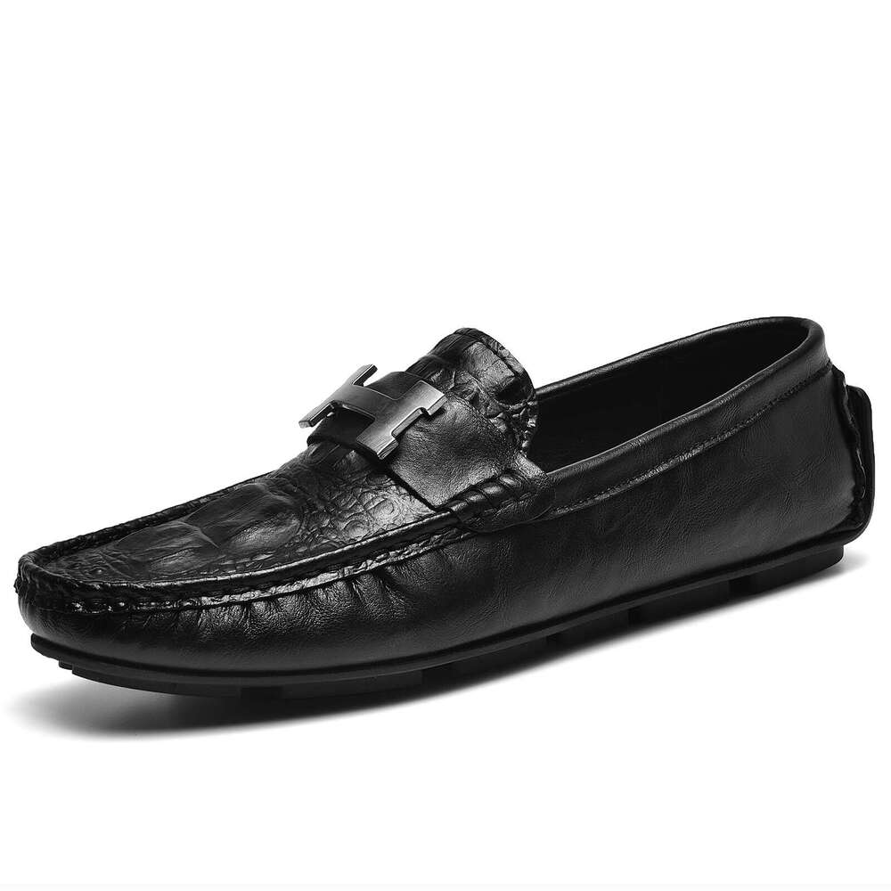 Douyin Live designer shoes Crocodile Pattern Loafers Lazy Driving British flats Casual Men's Shoes Genuine Leather Cowhide