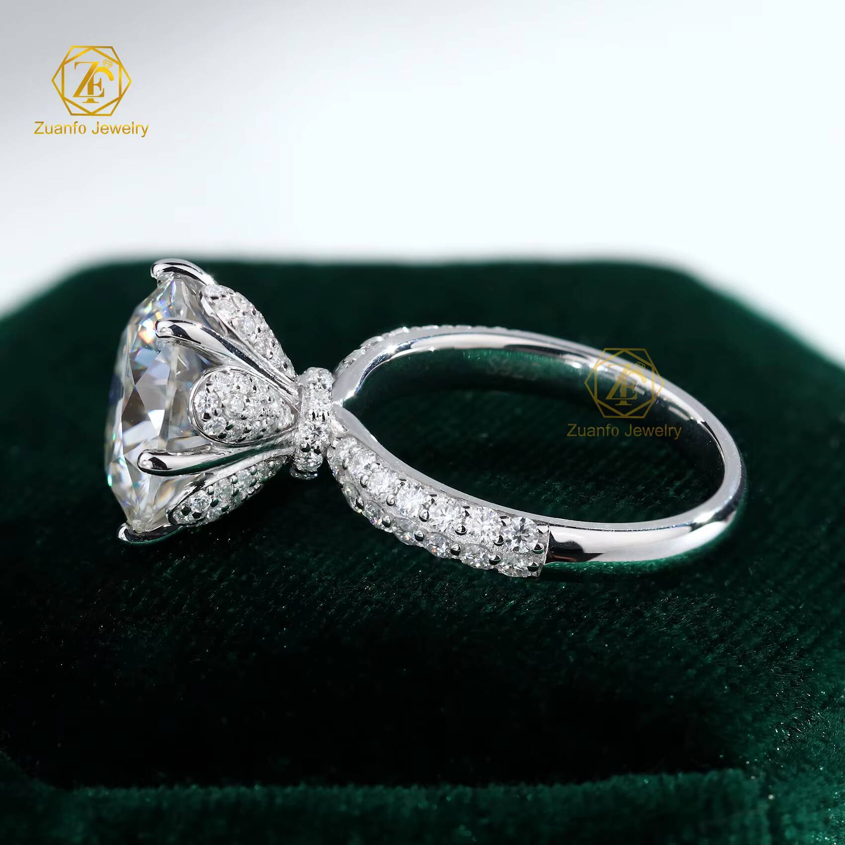 Customized 5carats Moissanite GRA Moissanite Pass Diamond Tester Pave Band Wedding Rings Fine Jewelry