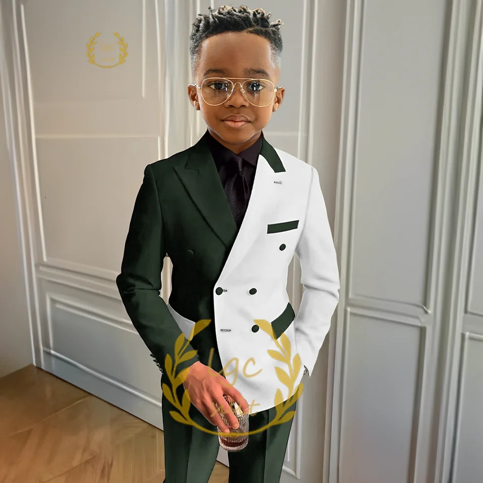 Boys suit dress color matching suit 2 piece set jacket trousers childrens fashion wedding party cocktail dinner suit 251017