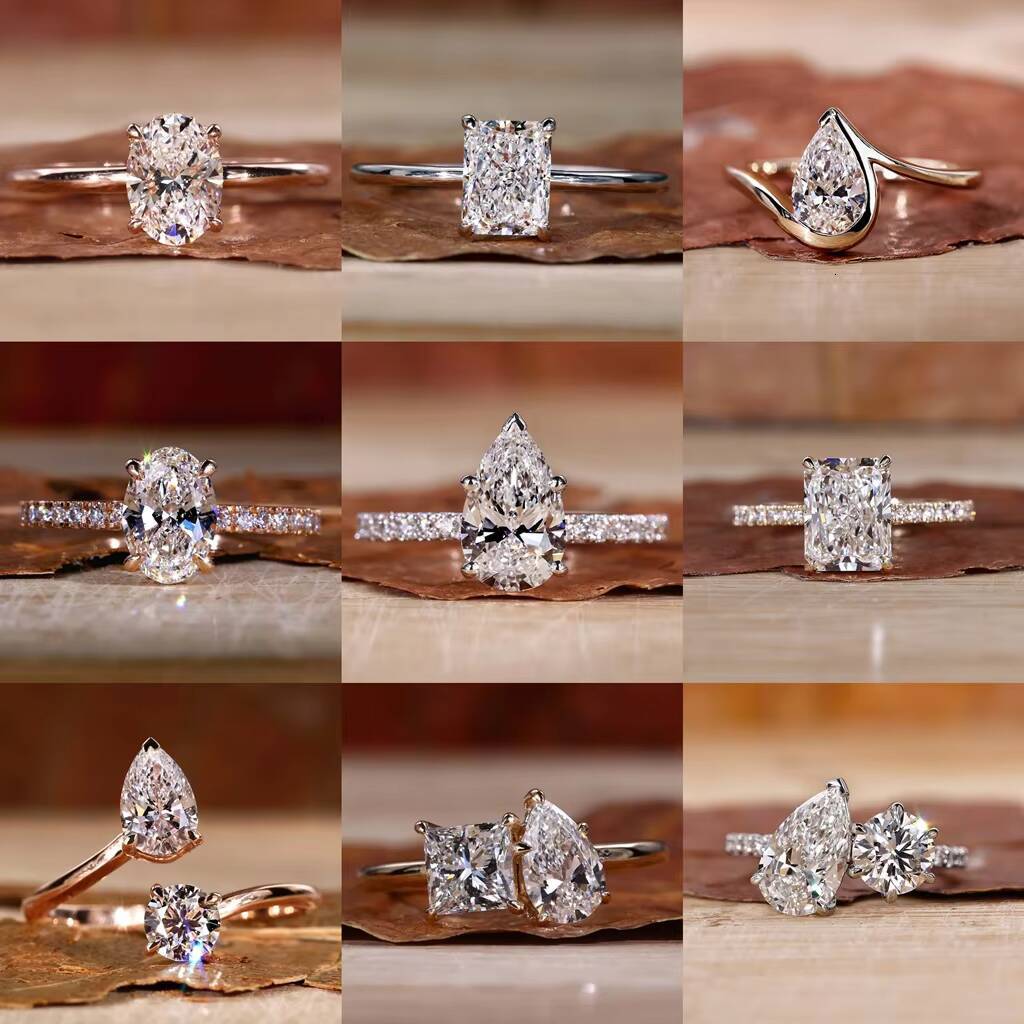 Hot Selling IGI Certified 925 Silver Full Diamond Ring Band 15CT 6x8mm Oval HPHT CVD D VS1 Lab Grown Diamond Ring