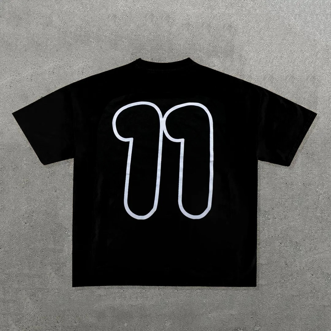 Y2K Drop Sleeves Oversized T Shirt Men Women Harajuku Hip Hop Cartoon Character Letter Graphic Printed T Shirt Cotton Goth Tops 251018