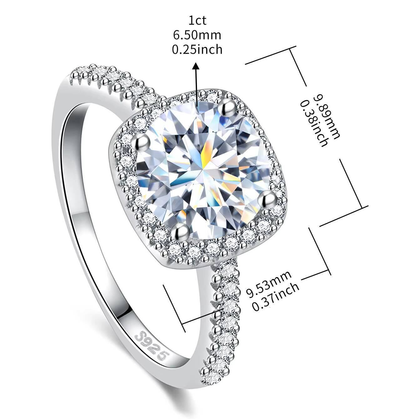 Low Price 925 Sterling Silver 18k Gold Plating GRA 1CT2CT square Shape Diamond Moissanite Ring Women Engagement Fine Jewelry