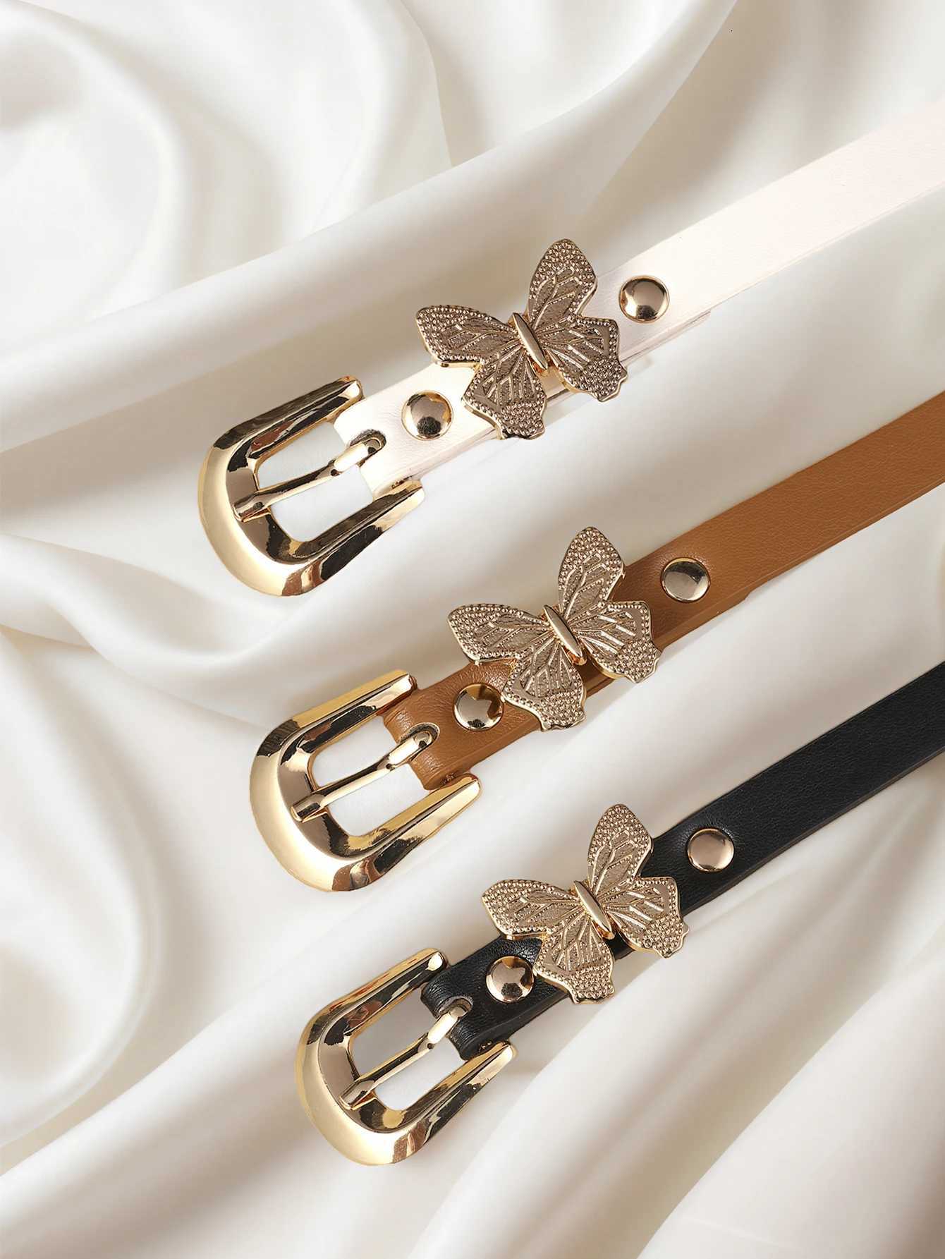 Childrens new butterfly belt jeans dress decorative PU belt factory direct sales W251018