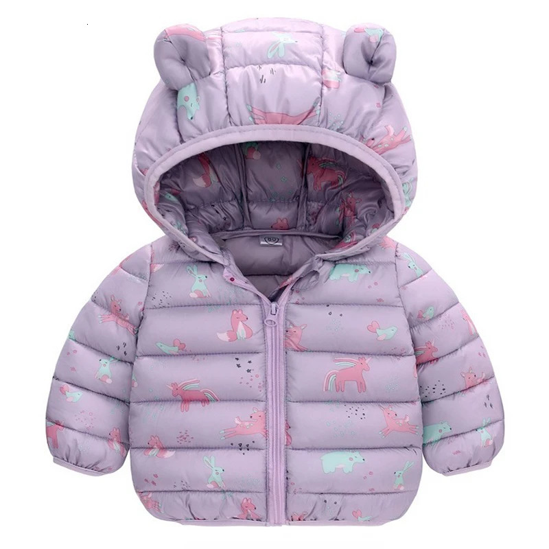 Children Boys Baby Hooded Lightweight Down Jackets Warm Outerwear Autumn Kids Girls Coats Cartoon Dinosaur Print Casual Clothing 251017