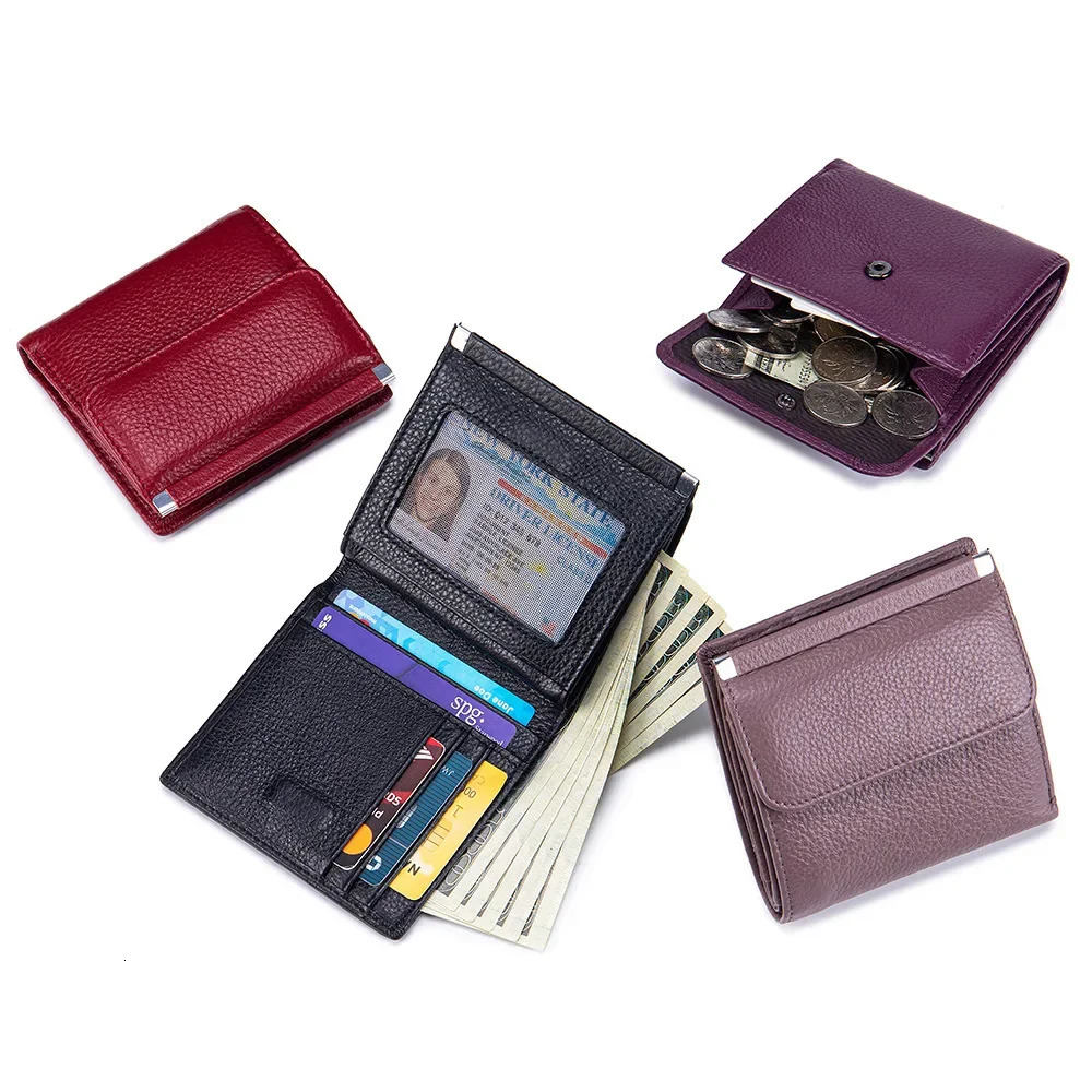 Women Wallets Small Bifold Leather Pocket Money Bag Ladies Slim Compact Short Purse Cowhide Lovers Wallets 251013
